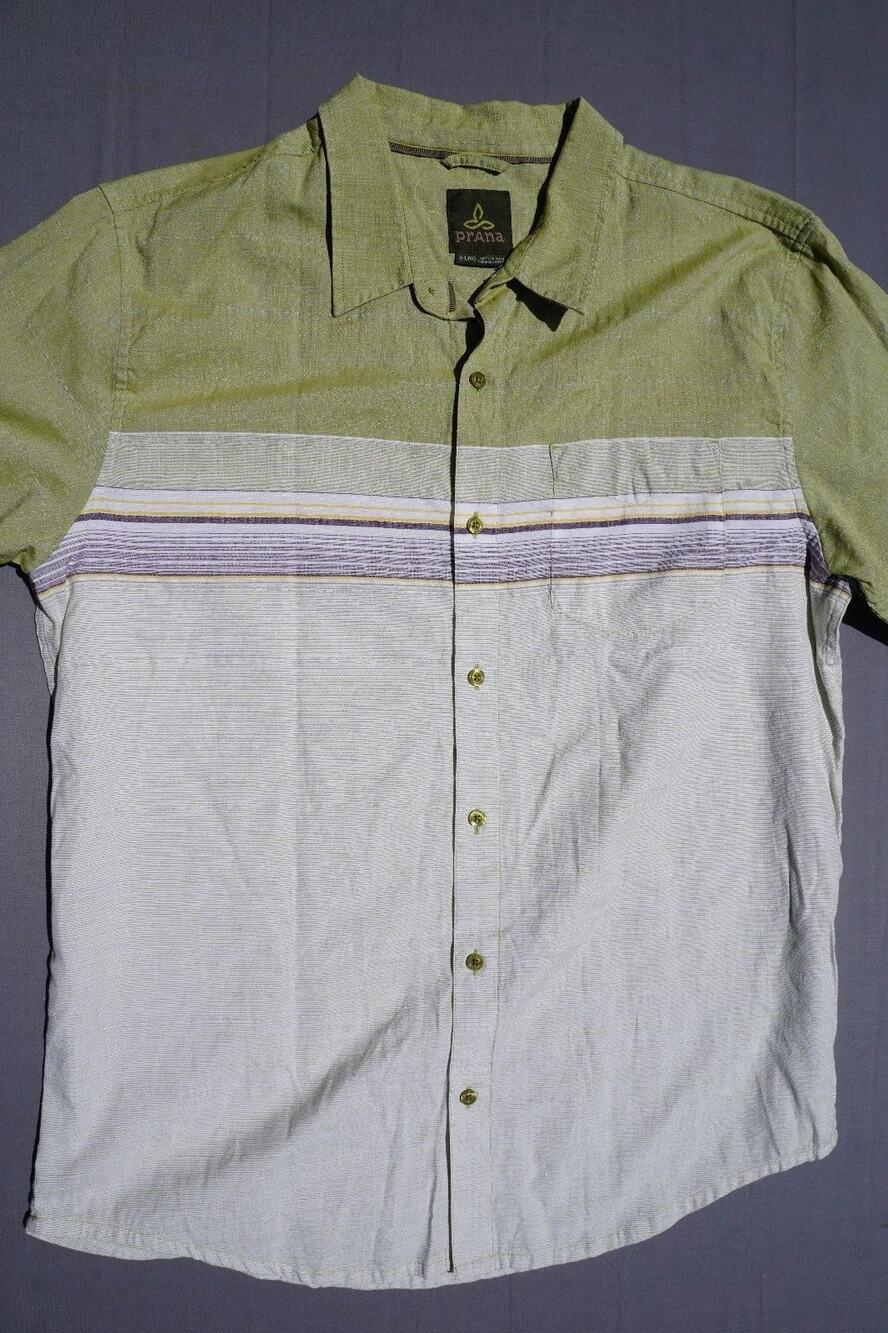 PrAna Short Sleeve Button Front Casual Shirt Mens Size XL ......................